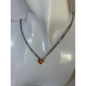 Yellow Heart Zircon 304 Stainless Steel Necklace  NWT